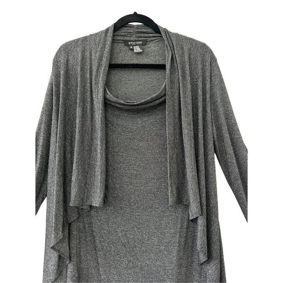Etcetera Long Sleeve Top Strech Pleated Silver Women's Size Medium - Picture 2 of 4